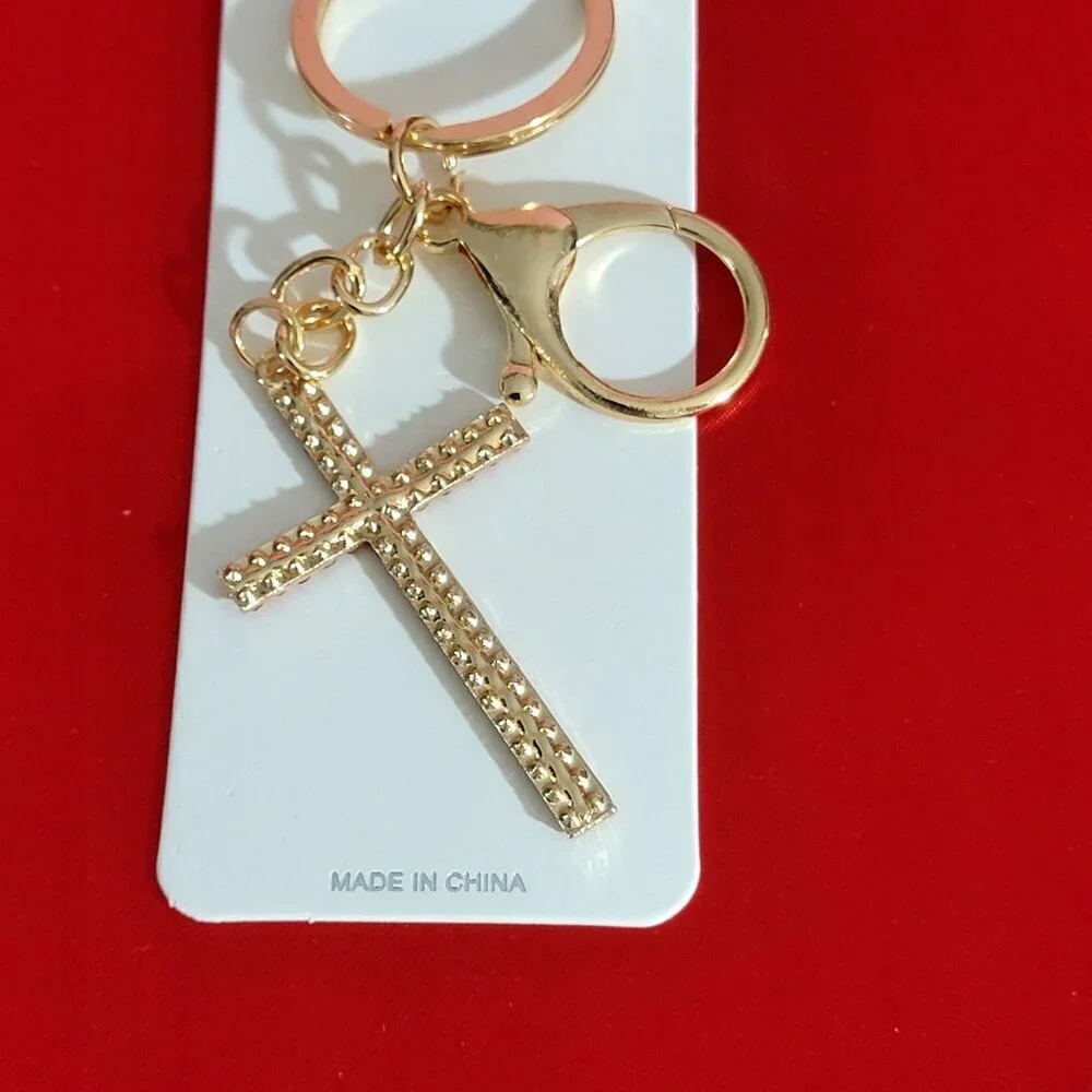 Red Crystal Cross Key Ring Bag Charm Fashion Jewelry